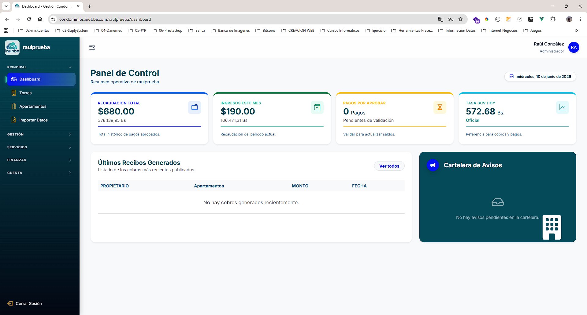Dashboard principal